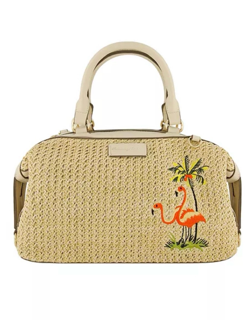 NWT Tommy Bahama Flamingo Embroidery Satchel/Crossbody